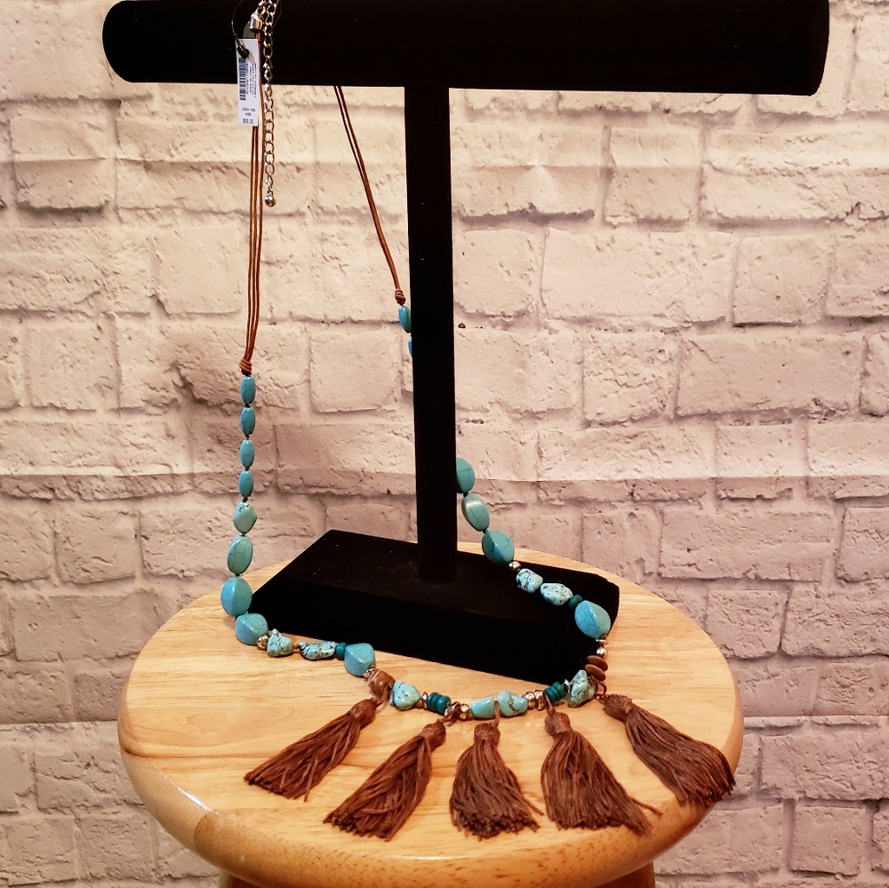 Chico's Turquoise Tassel Necklace